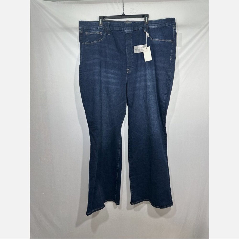 NWT‎ $89 Good American [ 8/ 5XL ] Pull-On Flare Jeans in Indigo Blue #S813 - Picture 8 of 16